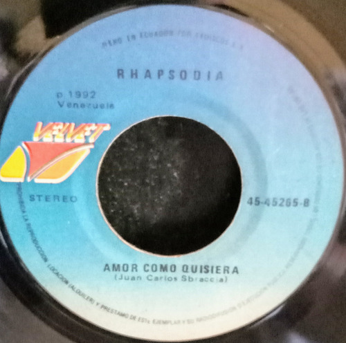 Grupo Fiebre/rhapsodia Disco 45 Rpm (Usado)