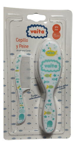 Set De Peine Y Cepillo Bebe 0 Meses Regalo Vaita Coral Claro