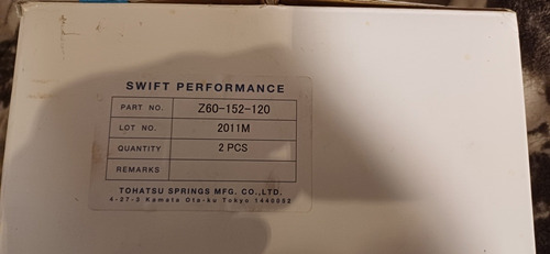 Resortes Swift Coilover Z60-152-120.race Comp 90-170. 19g17