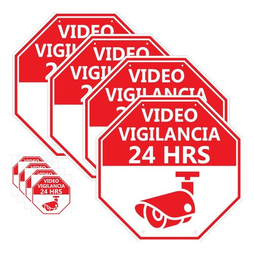 4 Letreros Seguridad, Vídeo Vigilancia. Incluye Envío*