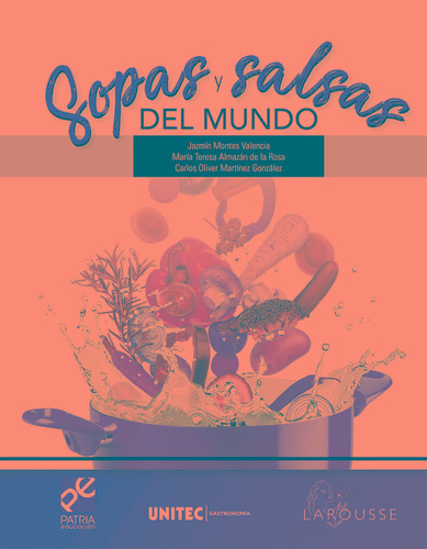 Sopas y salsas del mundo: SERIE UNITEC, de Montes Valencia, Jazmín. Editorial Patria Educación/Larousse Cocina, tapa blanda en español, 2020