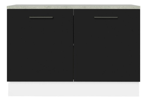 Balcão Pia Cozinha 2 Portas (com Tampo) Branco Agata Madesa Cor Branco/Preto