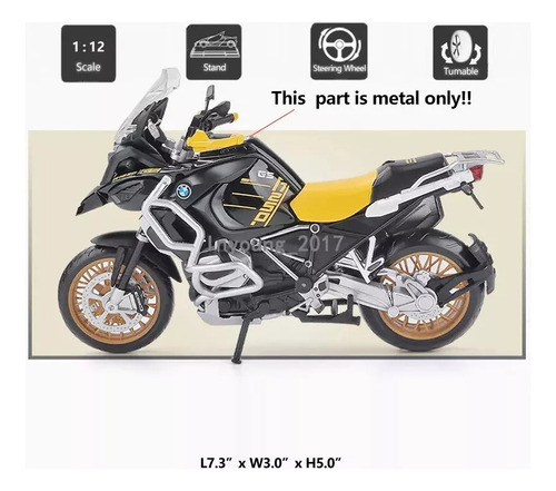 Modelo Amarillo De Motocicleta De Aleación Bmw R1250 1:12