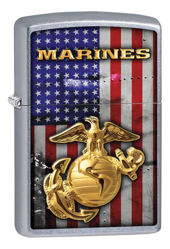 Zippo Encendedor: Usmc Marines Logo And American Flag - Stre