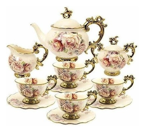 Fanquare Juego De Té De Porcelana Británica De 15 Piezas, Ju