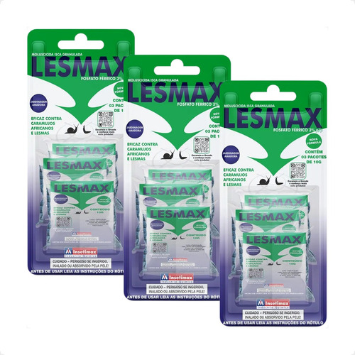 3 Lesmax Moluscida Iscas Granuladas Insetimax - 3 X 10g