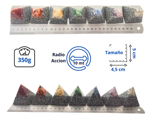 Orgonitas Set 7 Pirámides Para Alinear Chakras
