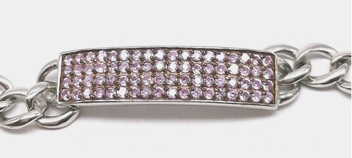 Imagen 2 de 3 de Pulsera Mujer Plata Ley .925 Zirconias Rosas Moda Buchón