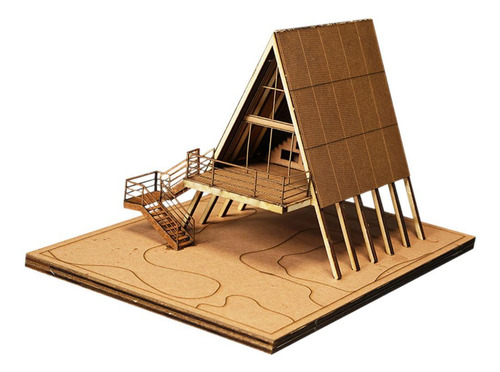 Kit De Modelo De Madera Casa 3d Puzzle De Madera Con Tierra