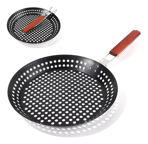 Auerqxz Sartén Antiadherente Para Asar Con Mango Plegable Negro