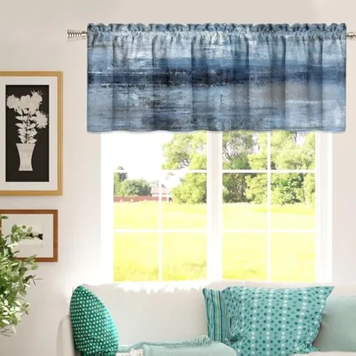 Cenefas De Cocina Azul Y Gris Para Ventanas, Cenefa