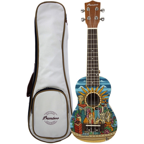 Ukelele Soprano Diseño Bamboo Profesional Sapele + Funda