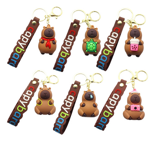 6 Llaveros De Capibara Al Por Mayor, Moda Kawaii, Amistad