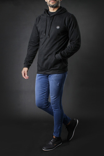 Imagen 2 de 5 de Buzo Negro Liso 38071 Hombre
