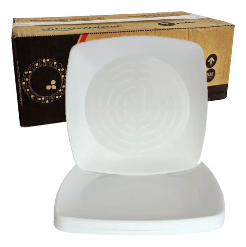 Prato Quadrado Sobrem. Acrílico 15cm Branco Strawplast C/140