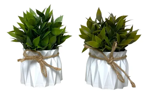comprar Kit 2 Vasos Arranjo Planta Verde Vasinho Plástico Artificial