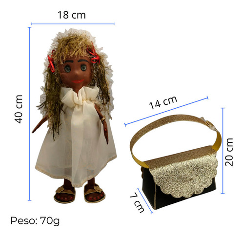 Kit Boneca Bolsa Eva Fashion Diva Rastafari E Vestido Tecido