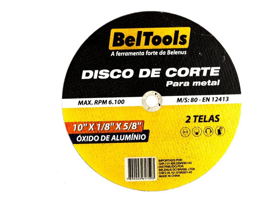 Kit C/ 5 Disco De Corte Ferro 10xx1/8 X 5/8 Beltools 