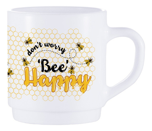 Caneca Com Frases Mug Motivacional Bee Happy 310ml