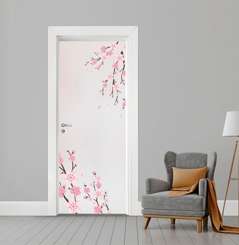 Adesivo Flor De Cerejeira Para Portas - 210x82cm + Brinde
