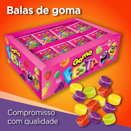 Mini Goma Festa 20g Display Kuky Caixa Com 25 Unidades