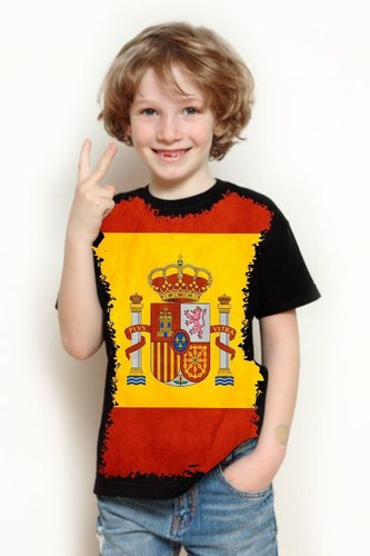 Camiseta Criança Frete Grátis Bandeira Espanha Spain España