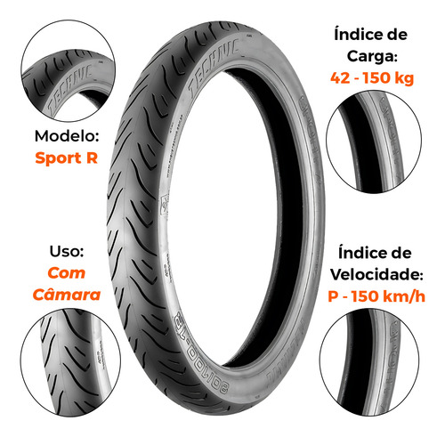 Kit Pneu Nxr Bros 150 90/90-18 + 275-18 C/ C Technic