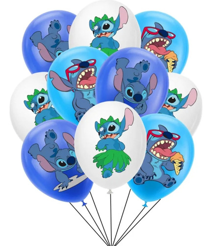 Set 10 Globos Lilo Y Stich Cumpleños Fiestas 12 Pulgadas 