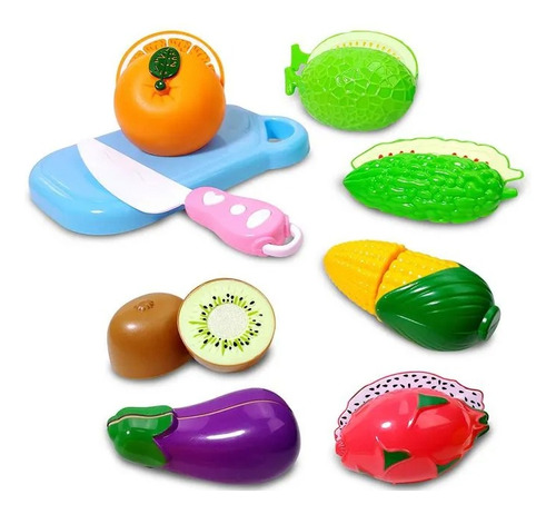 Juego Comida Con Velcro Cocina Verduras Frutas Abrojo 9 Pzs