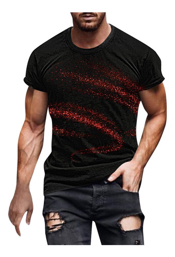Camiseta Grafica Para Hombre Estampado 3d Sombra Clara Manga