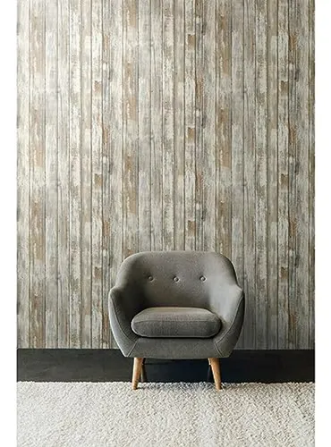 Papel Pintado Autoadhesivo Blanco De Madera Desgastada -