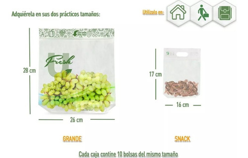 10 Bolsas Conserva Frutas Y Verduras Con Teconologia Ch