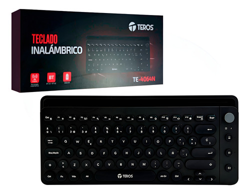 Teclado Bluetooth Recargable Teros Te-4064 En Español Negro