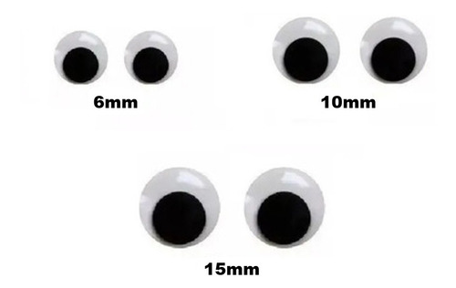 Olho Móvel 6mm, 10mm Ou 15mm Para Artesanato