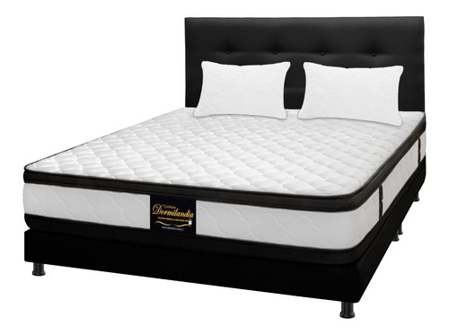 Colchón King Espumado Malta+ Base Cama+ Cabecero+ Almohadas