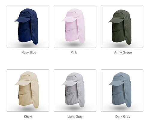 H Gorra De Sol Con Solapa Extraíble Para La Cara Y El Cuello