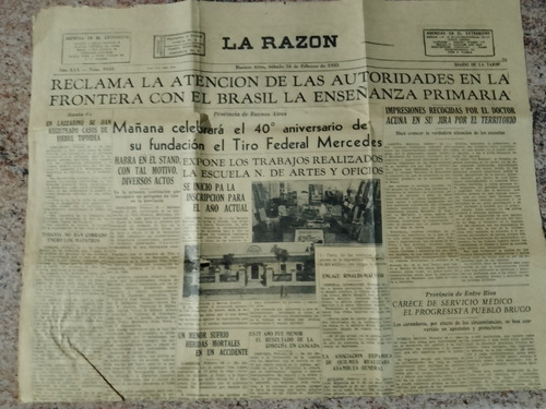 Primera Página Diario La Razón Año 1935