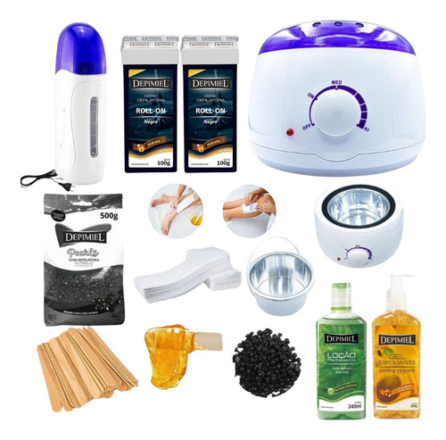 Kit Panela De Cera Aquecedor Rollon Depilação Completo Nº1