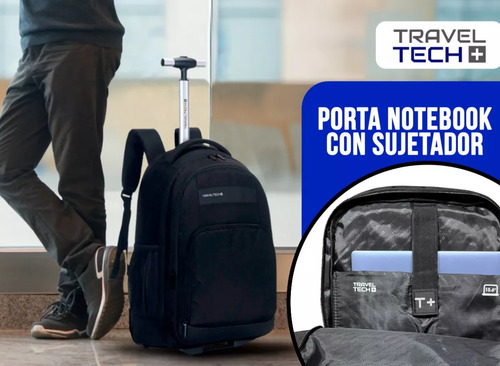 Mochila Ejecutiva Travel Tech 18'' Netbook 4 Bolsillos Negro Negro Liso
