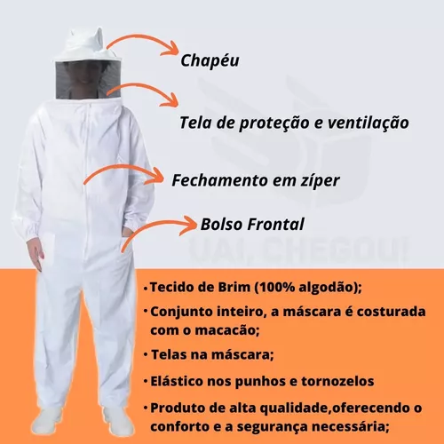 Roupa de proteção de apicultura com luvas G/GG/2GG, respirável e
