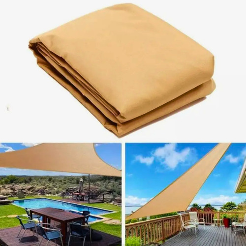 Tela Toldo Sombreamento Shade Decorativa Triangular 5x5x5m Cor Areia