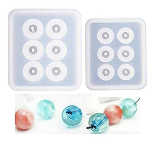 2pcs/set Sphere Bead With Holes Resin Epoxy For Jewelry Poly