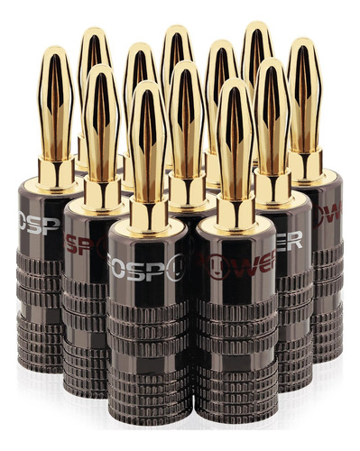 Conectores Banana Fospower, Chapados En Oro 24k, X6 Pares