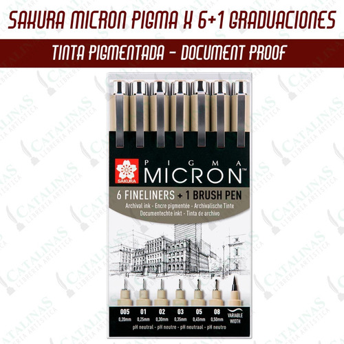 Sakura Micron Pigma En Estuche X 6 + 1 Brush Microcentro