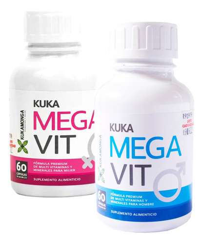 Kit Mega Vit Pareja, Hombre Y Mujer, Multivitaminico Sabor Sin Sabor