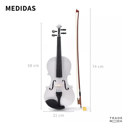 Violin Acustico 4/4 Profesional Con Estuche Y arco Y accesorios Color Blanco