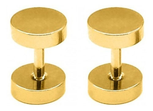 2 Piercing Aros Falso Expansor Fake Plug Acero Quirurgico Color Dorado