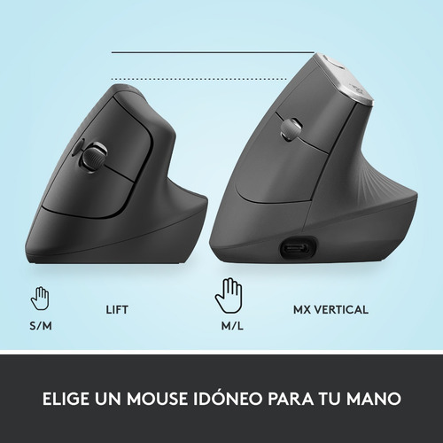 Mouse Bluetooth Ergonomico Logitech Mx Vertical Lift Grafito