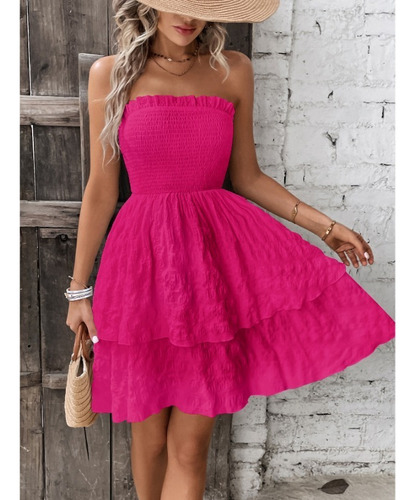 Vestido Casual Delgado Con Vaina De Color Liso Sin Mangas