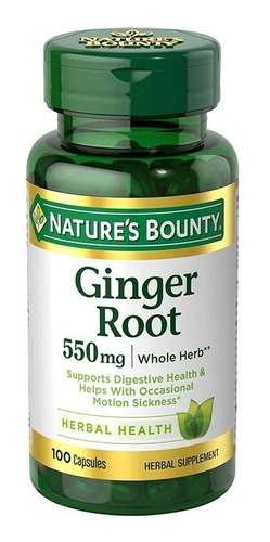 Ginger Root 550 Mg 100 Capsules Raíz De Jengibre Digestión